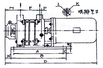 2SK-0.4、2SK-0.8兩級(jí)不環(huán)真空泵外形及安裝尺寸